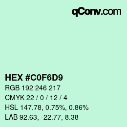 Color code: HEX #C0F6D9 | qconv.com