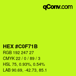 Color code: HEX #C0F71B | qconv.com