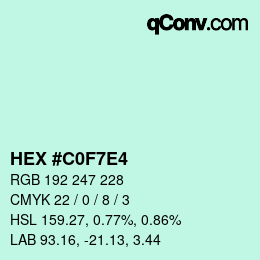 Color code: HEX #C0F7E4 | qconv.com