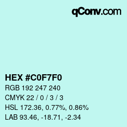 Color code: HEX #C0F7F0 | qconv.com