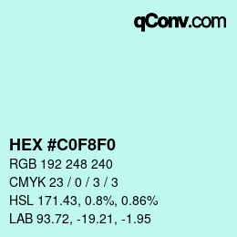 Color code: HEX #C0F8F0 | qconv.com