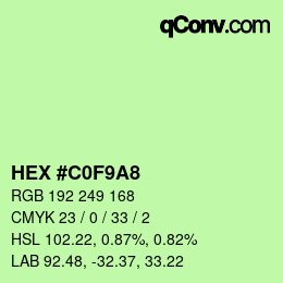 Farbcode: HEX #C0F9A8 | qconv.com