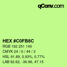 Color code: HEX #C0FB8C | qconv.com