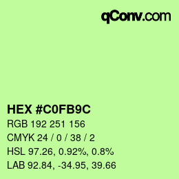 Farbcode: HEX #C0FB9C | qconv.com