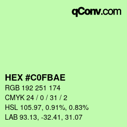 Color code: HEX #C0FBAE | qconv.com
