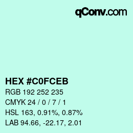 Color code: HEX #C0FCEB | qconv.com