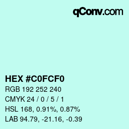 Color code: HEX #C0FCF0 | qconv.com