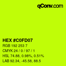 颜色代码: HEX #C0FD07 | qconv.com