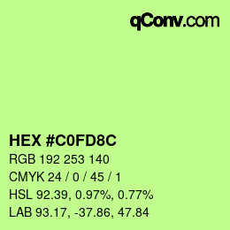 カラーコード: HEX #C0FD8C | qconv.com