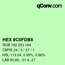 カラーコード: HEX #C0FDB8 | qconv.com