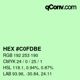 Farbcode: HEX #C0FDBE | qconv.com