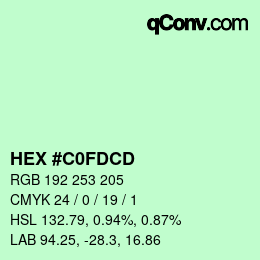 Color code: HEX #C0FDCD | qconv.com