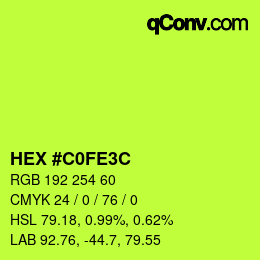 カラーコード: HEX #C0FE3C | qconv.com