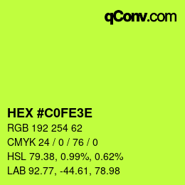 Code couleur: HEX #C0FE3E | qconv.com