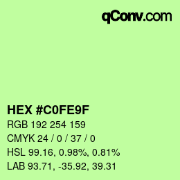 Color code: HEX #C0FE9F | qconv.com