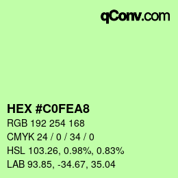 カラーコード: HEX #C0FEA8 | qconv.com