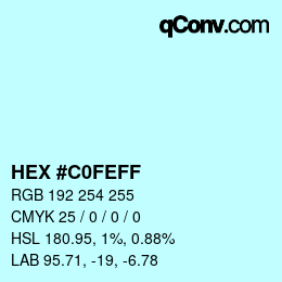 Color code: HEX #C0FEFF | qconv.com