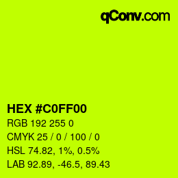 Farbcode: HEX #C0FF00 | qconv.com