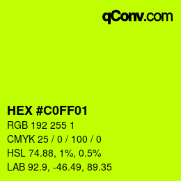 Color code: HEX #C0FF01 | qconv.com
