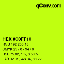 Color code: HEX #C0FF10 | qconv.com