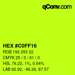 Color code: HEX #C0FF16 | qconv.com