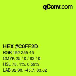 カラーコード: HEX #C0FF2D | qconv.com