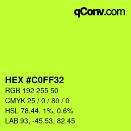 カラーコード: HEX #C0FF32 | qconv.com