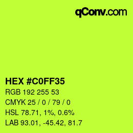 Color code: HEX #C0FF35 | qconv.com