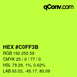 Color code: HEX #C0FF3B | qconv.com