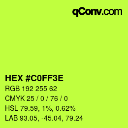 カラーコード: HEX #C0FF3E | qconv.com