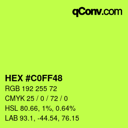 Color code: HEX #C0FF48 | qconv.com