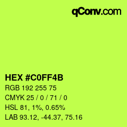 Color code: HEX #C0FF4B | qconv.com