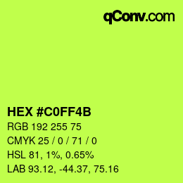 カラーコード: HEX #C0FF4B | qconv.com