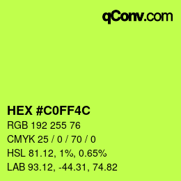 カラーコード: HEX #C0FF4C | qconv.com
