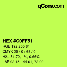 Color code: HEX #C0FF51 | qconv.com