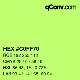 Color code: HEX #C0FF70 | qconv.com