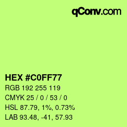 Color code: HEX #C0FF77 | qconv.com