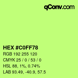 Color code: HEX #C0FF78 | qconv.com