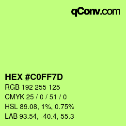 Farbcode: HEX #C0FF7D | qconv.com