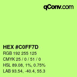 Color code: HEX #C0FF7D | qconv.com