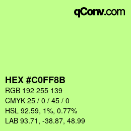 Color code: HEX #C0FF8B | qconv.com