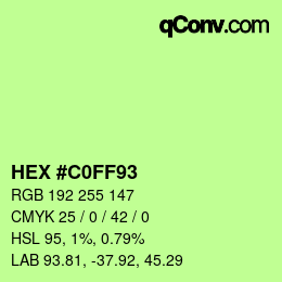 Color code: HEX #C0FF93 | qconv.com