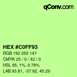 Código de color: HEX #C0FF93 | qconv.com