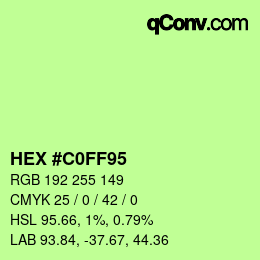 Color code: HEX #C0FF95 | qconv.com