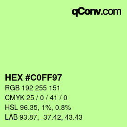 Color code: HEX #C0FF97 | qconv.com