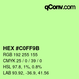 Color code: HEX #C0FF9B | qconv.com