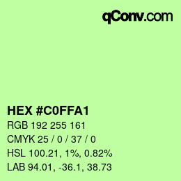 Color code: HEX #C0FFA1 | qconv.com