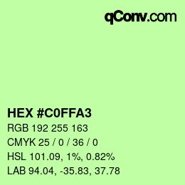 Color code: HEX #C0FFA3 | qconv.com