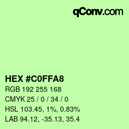 Color code: HEX #C0FFA8 | qconv.com