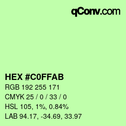 カラーコード: HEX #C0FFAB | qconv.com